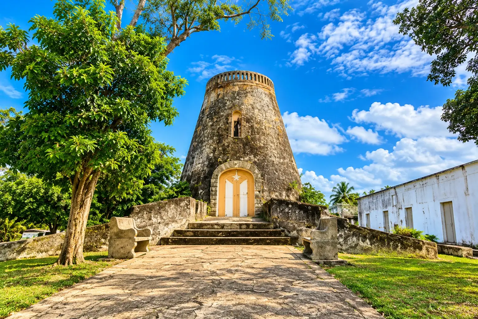 Historic structures at Antigua Central Plazuela in Barceloneta, Puerto Rico.