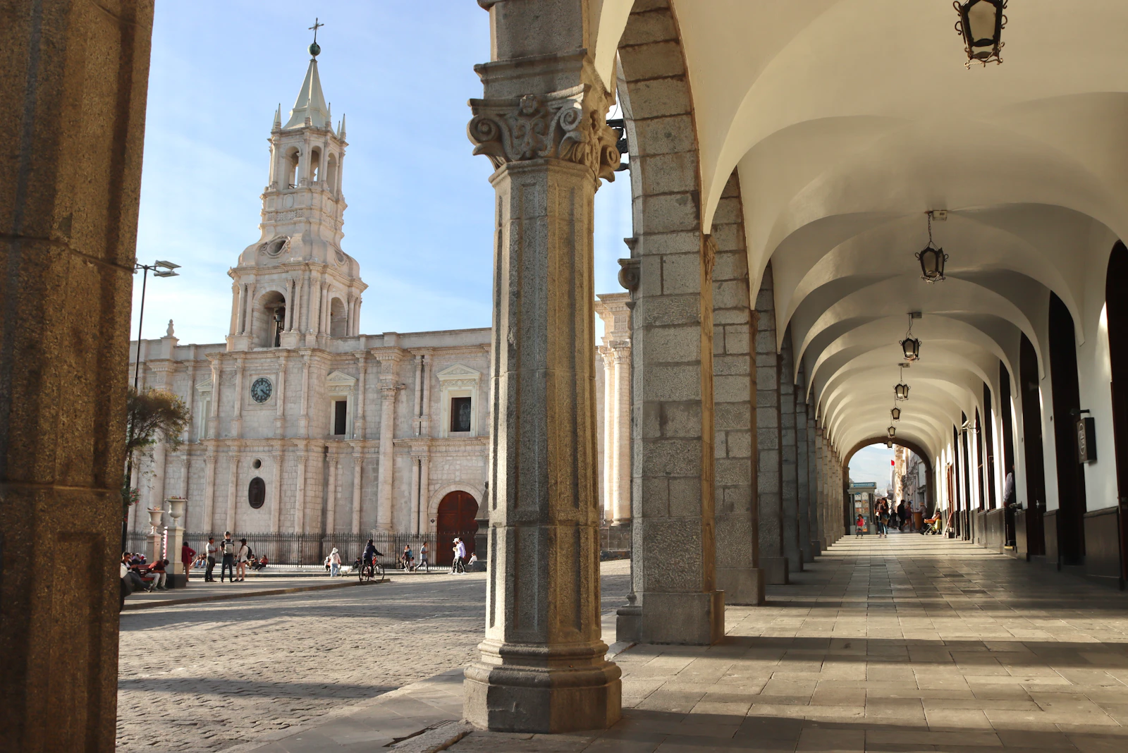 Basilica Cathedral and historic plaza in Arequipa, Peru