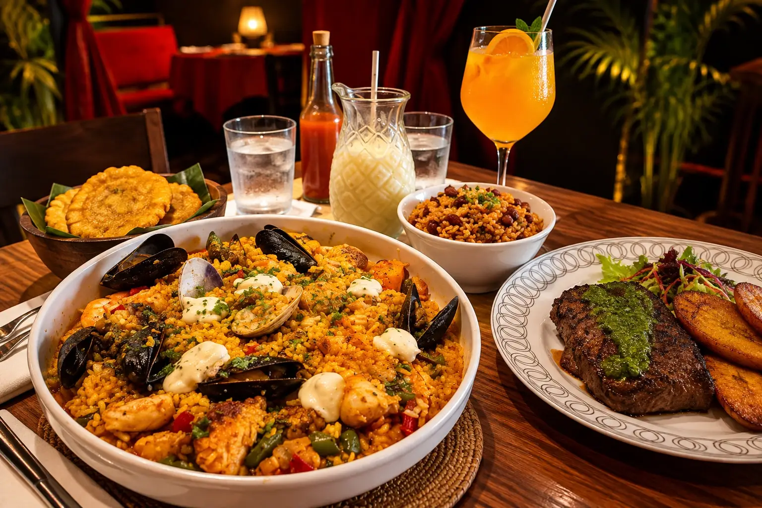 Traditional Puerto Rican cuisine in Barceloneta, Puerto Rico.