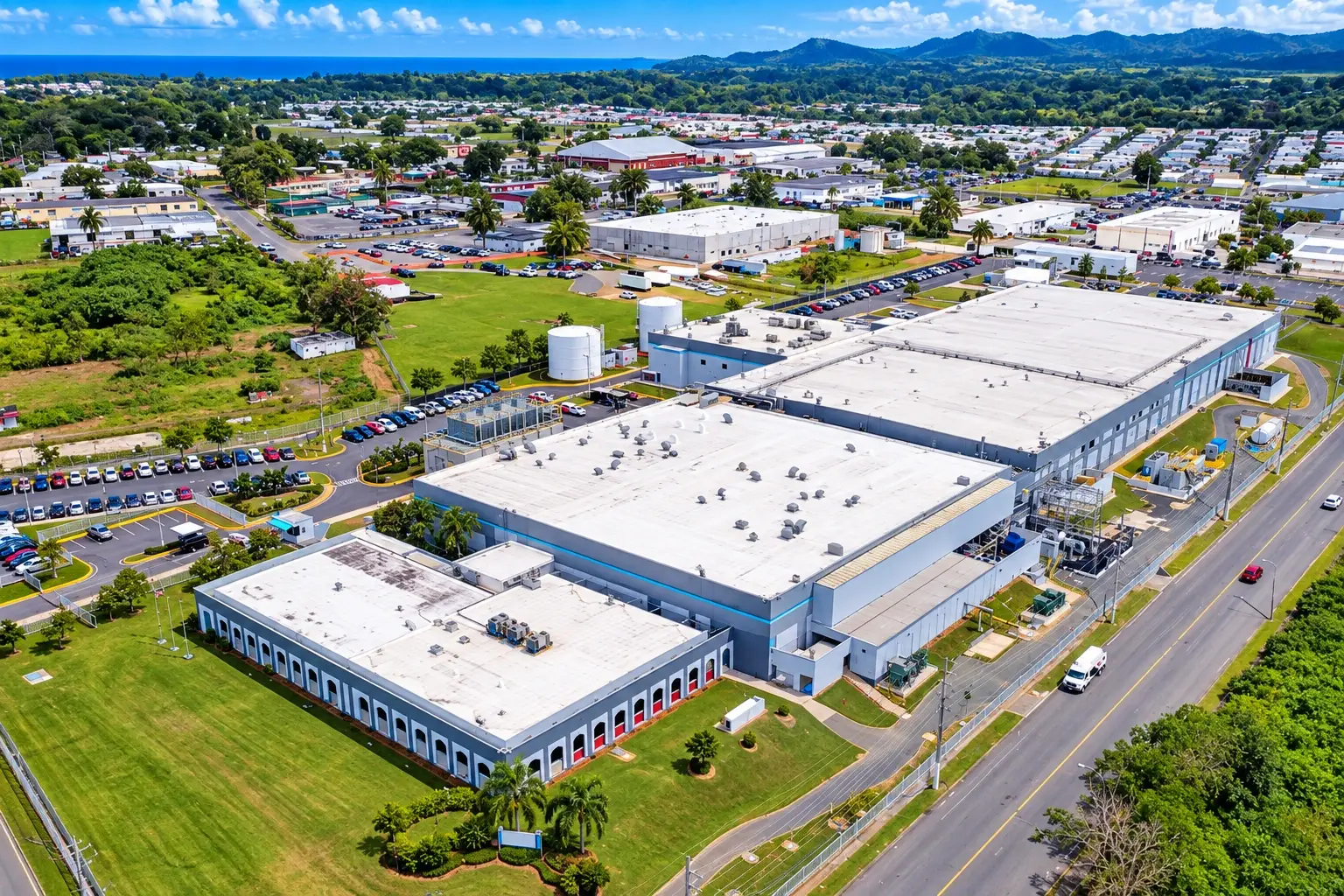 Industrial facilities in Barceloneta Pharmaceutical and Industrial District, Puerto Rico.
