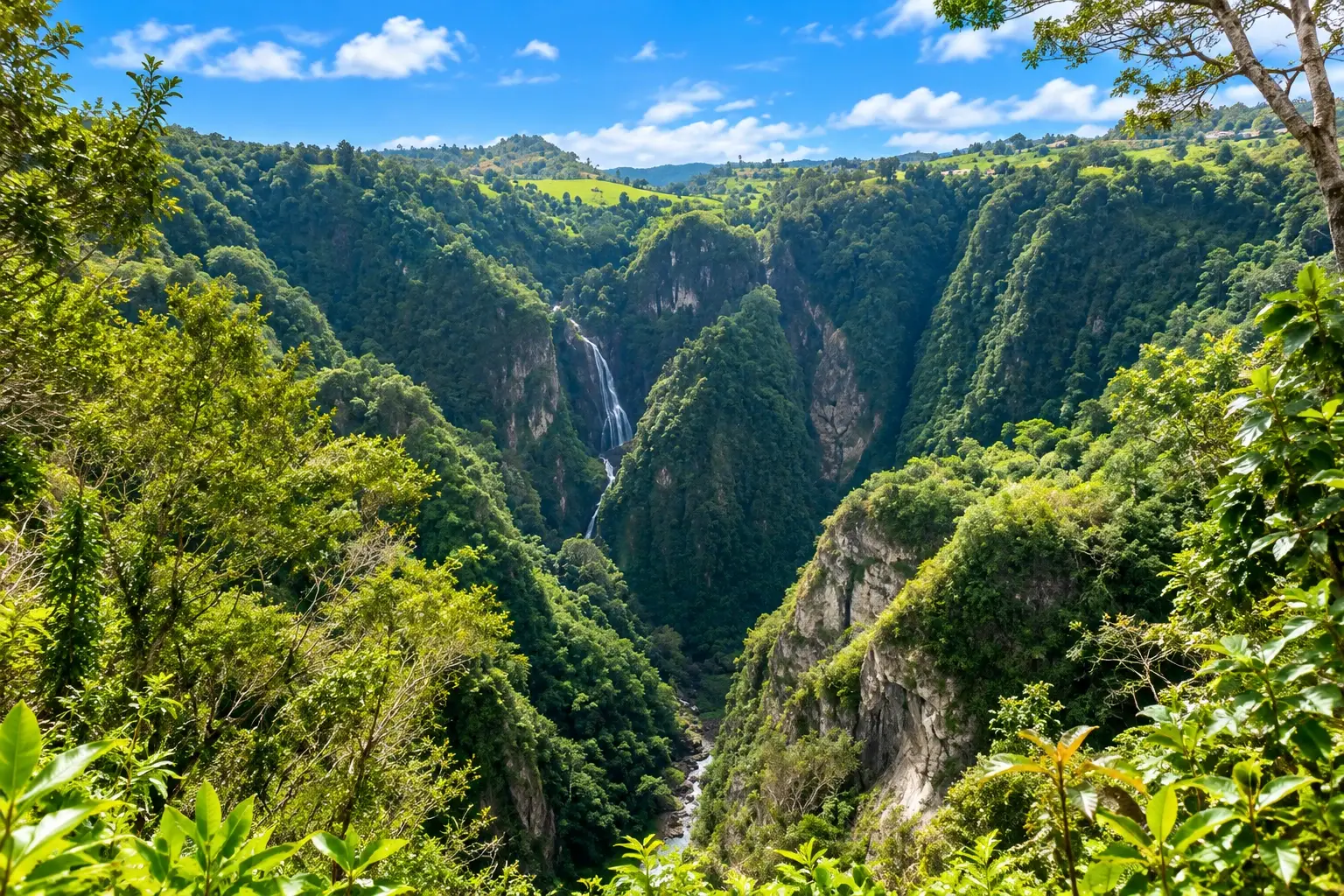 Cañón de San Cristóbal with steep canyon walls and lush vegetation near Barranquitas, Puerto Rico.