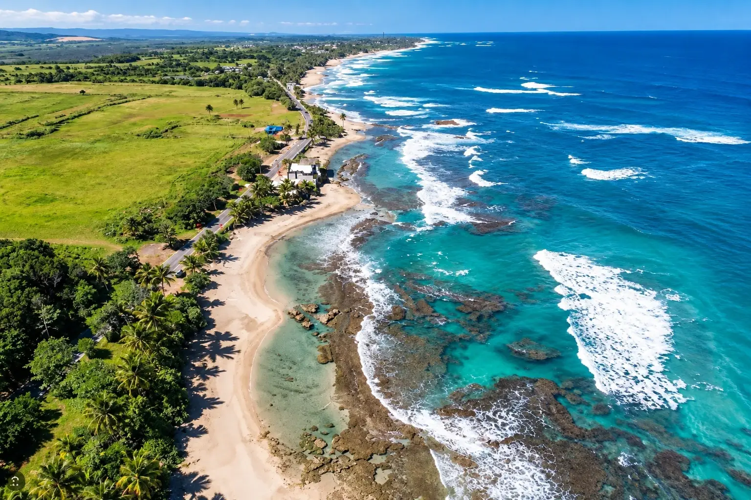 Atlantic shoreline and tropical coastal landscape in Barceloneta, Puerto Rico.