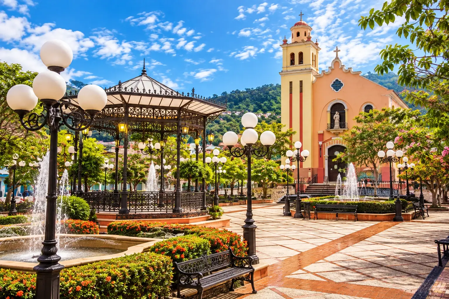 Historic town center in Barranquitas Pueblo, Puerto Rico.