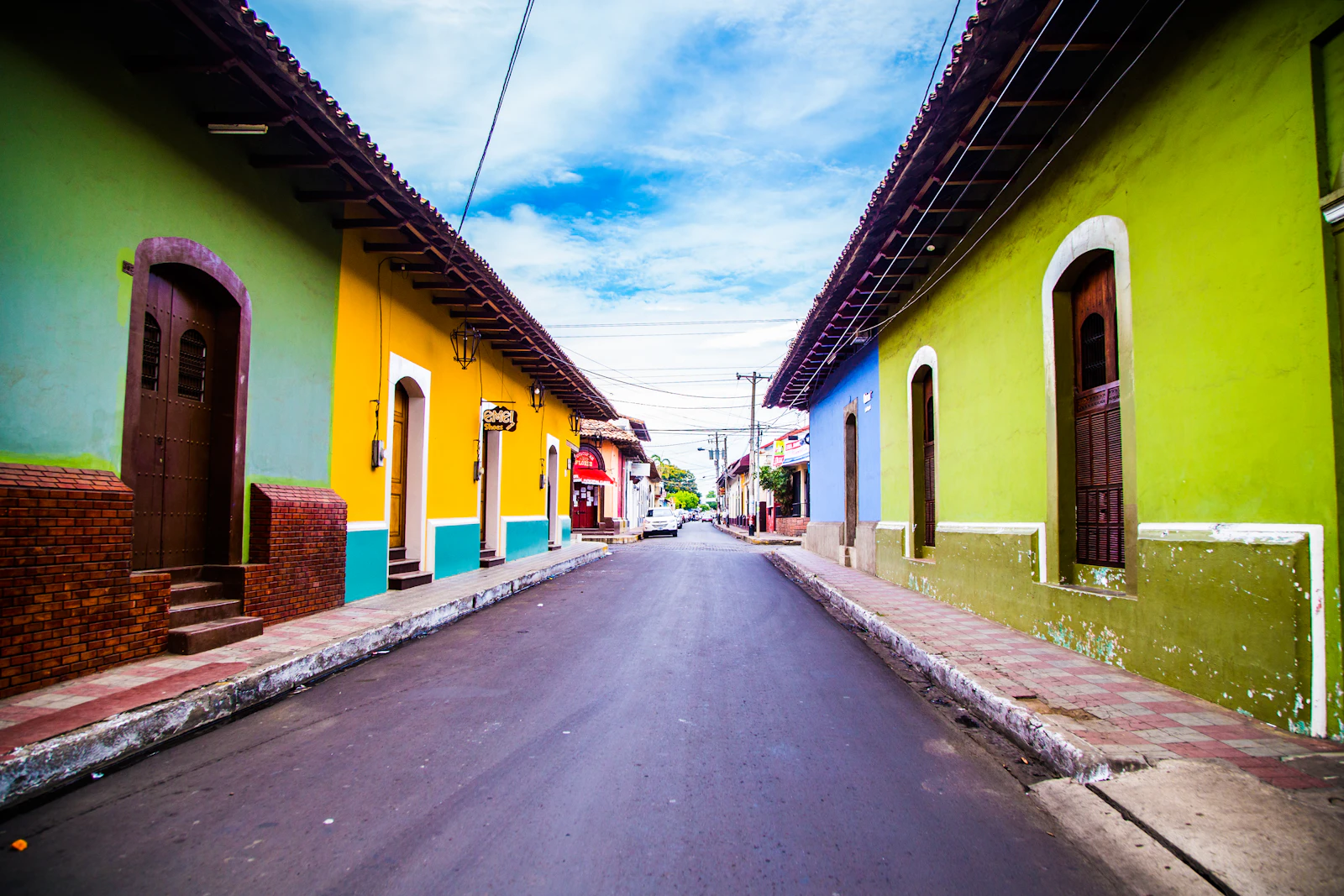 Colorful colonial street and architecture in León, Nicaragua
