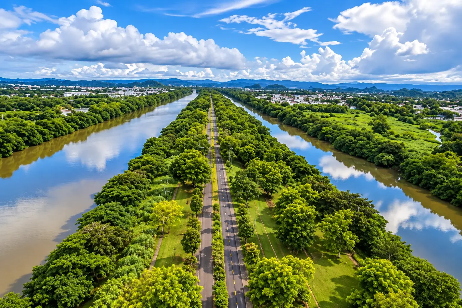 Recreational path at Paseo Lineal Río Bayamón in Puerto Rico.