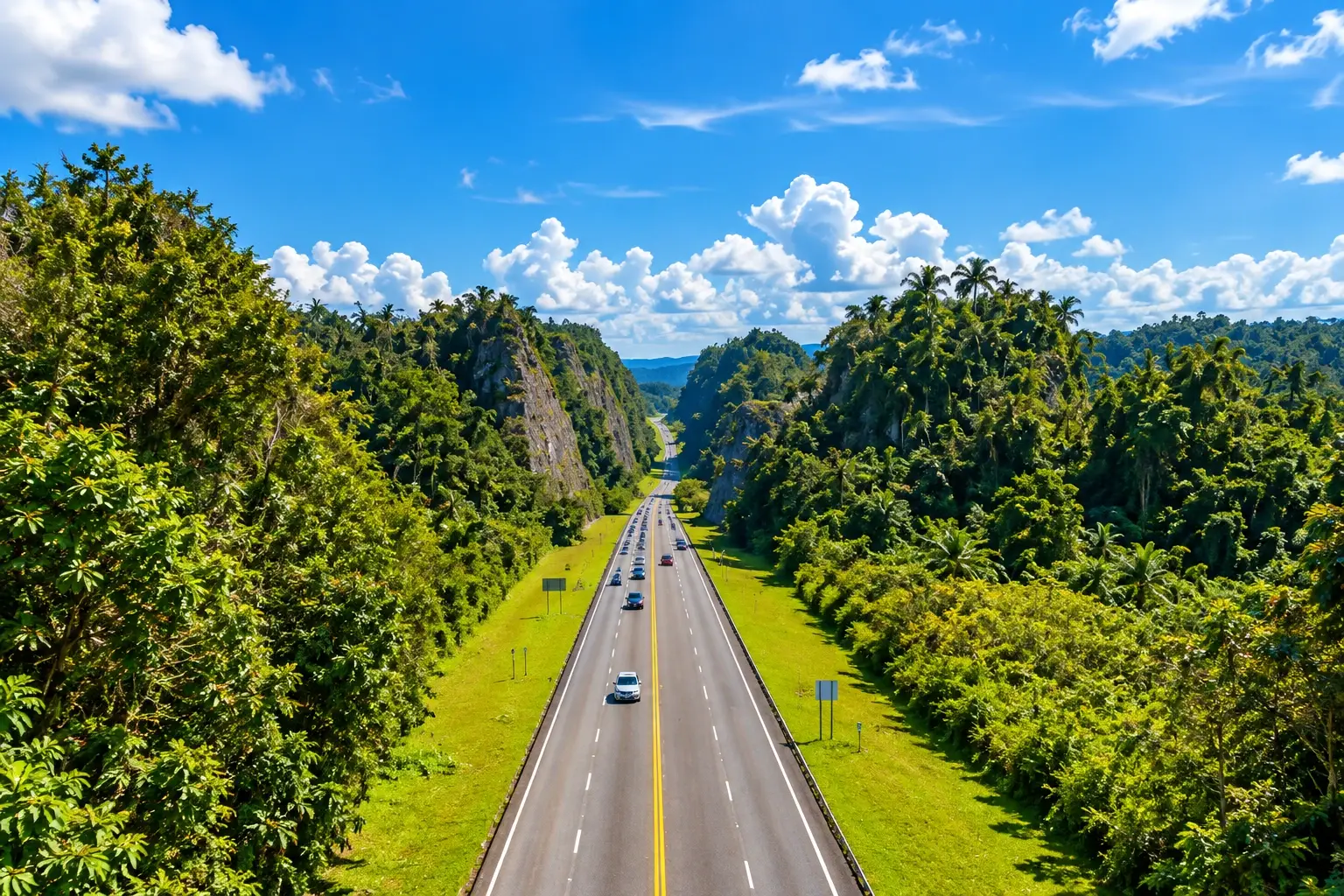 Scenic winding mountain road in Barranquitas, Puerto Rico.