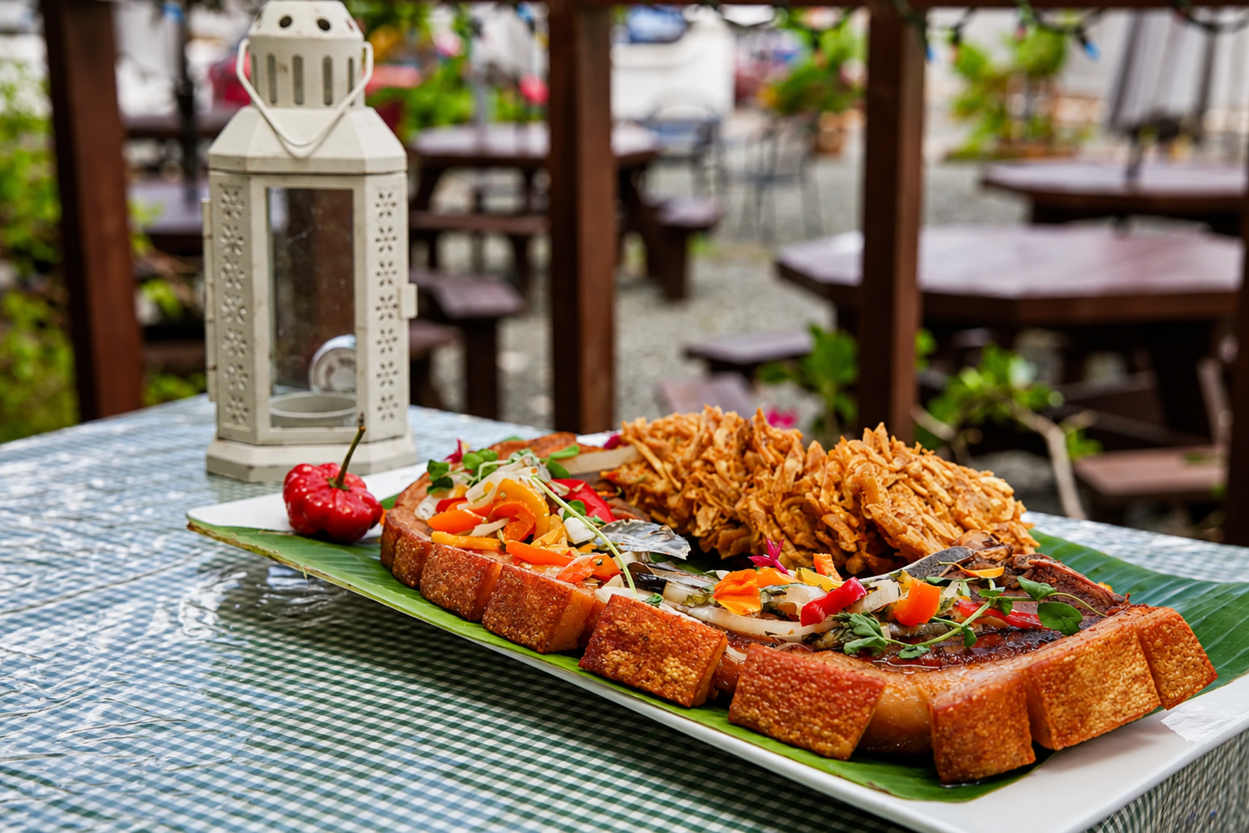 Puerto Rican dishes plated at Casita Vieja in Caguas.