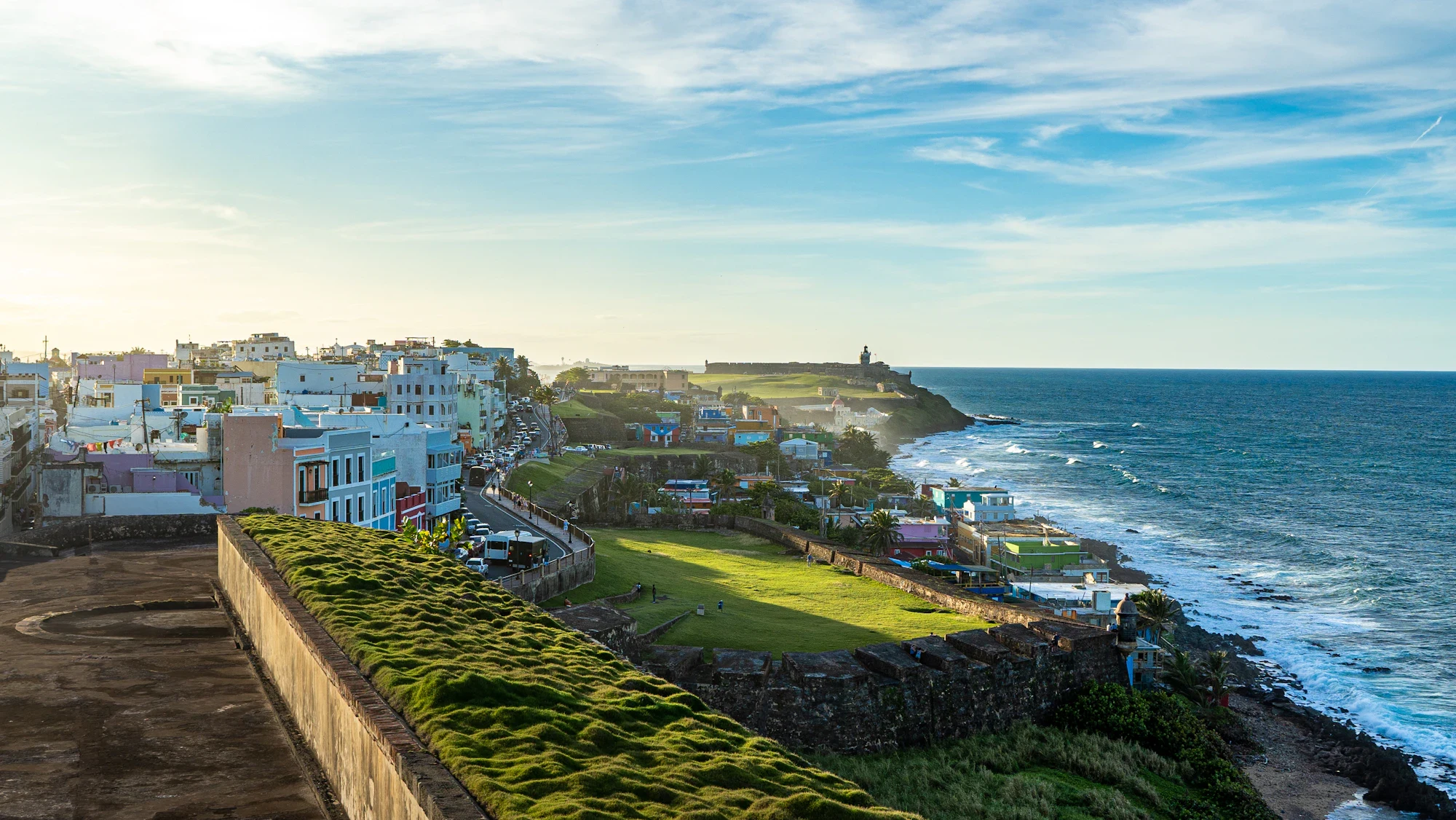 Old San Juan Waterfront, Puerto Rico Waterfront buildings in Old San Juan, Puerto Rico, a location featured in LiBe’s business investment guides.