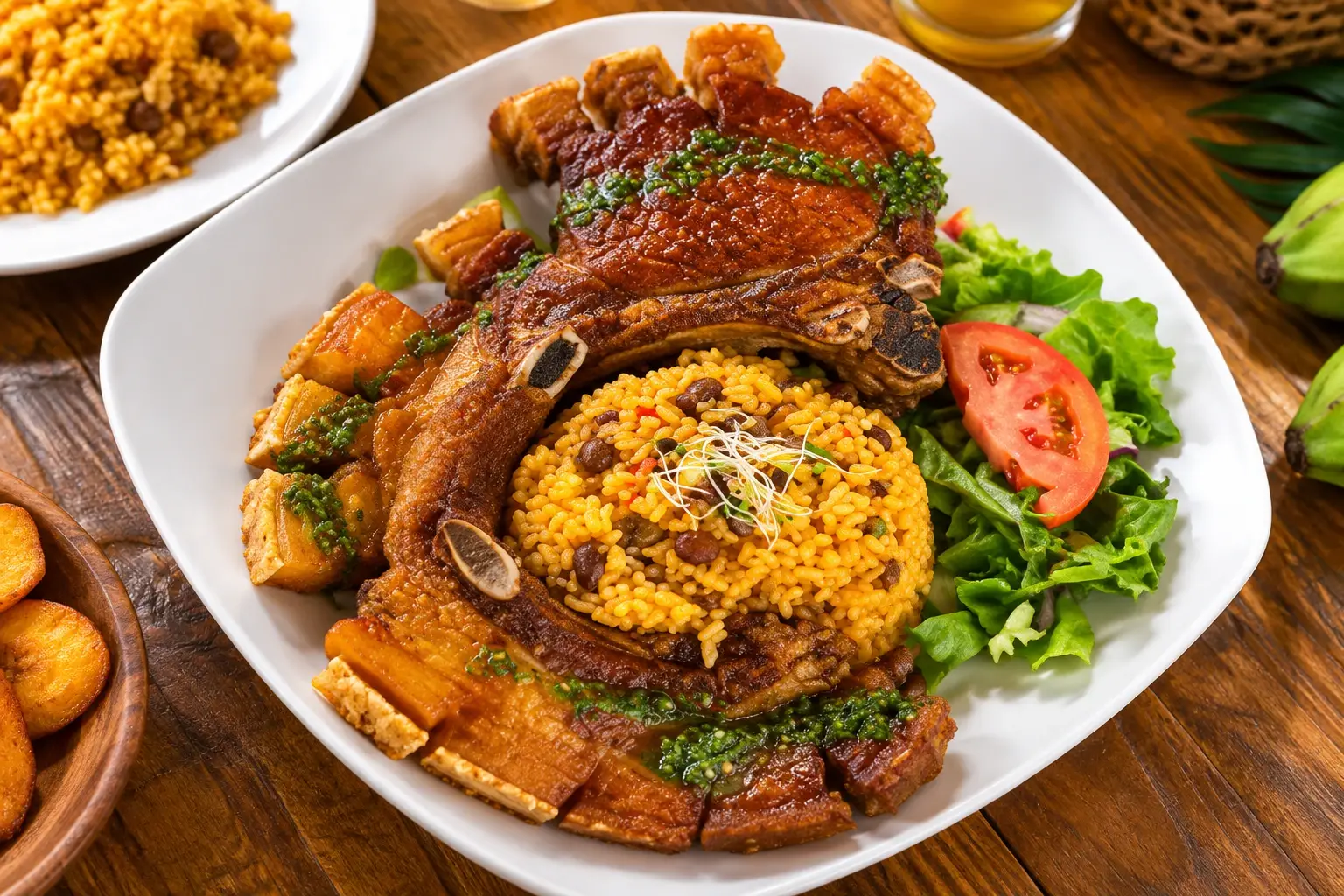Traditional Puerto Rican cuisine in Cabo Rojo, Puerto Rico.