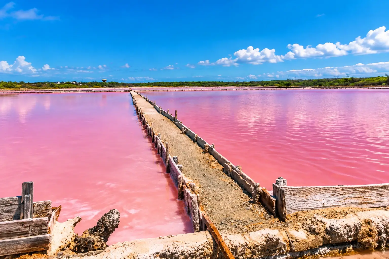 Colorful salt ponds at the Salinas de Cabo Rojo in Puerto Rico.