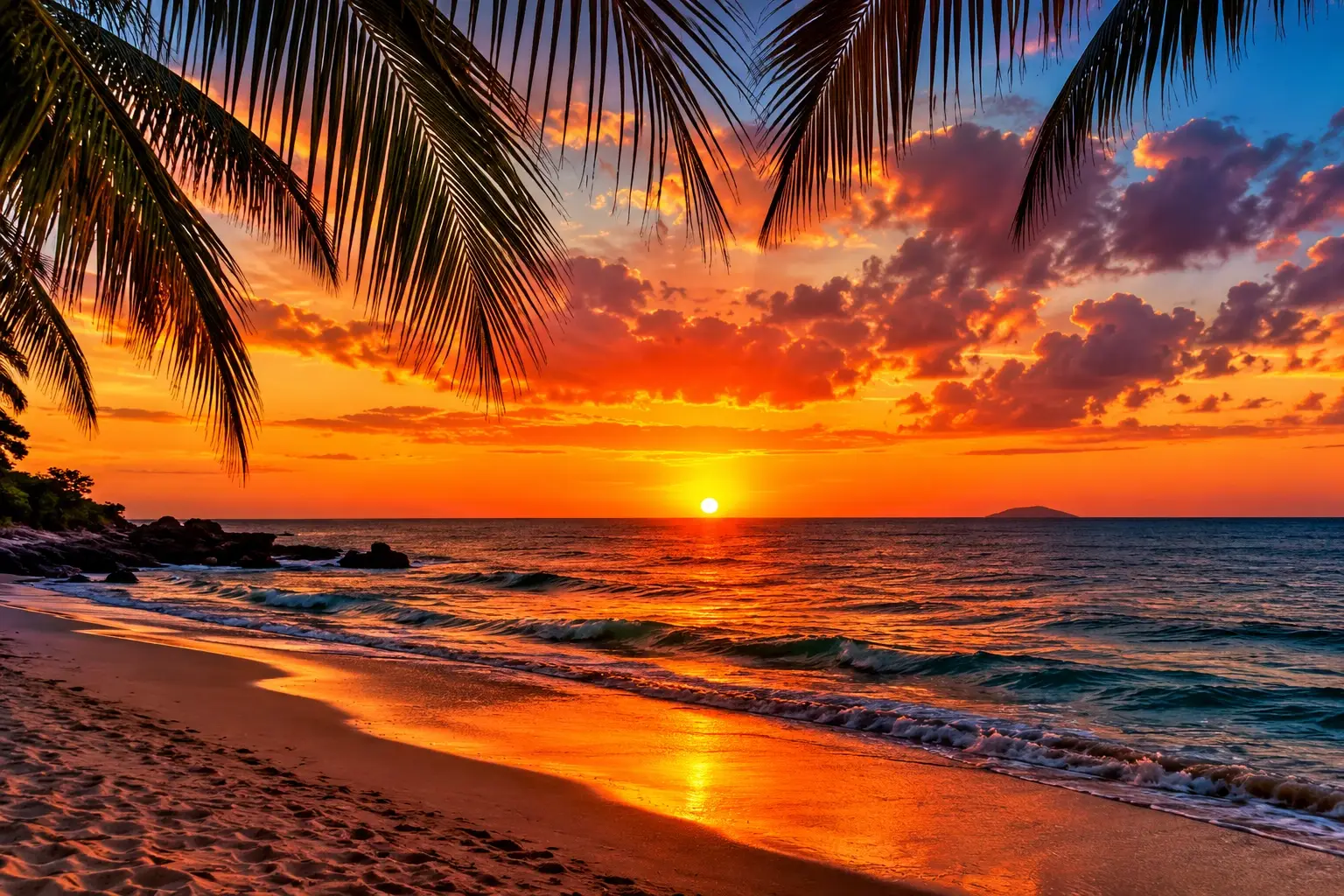 Caribbean sunset over the coast of Cabo Rojo, Puerto Rico.