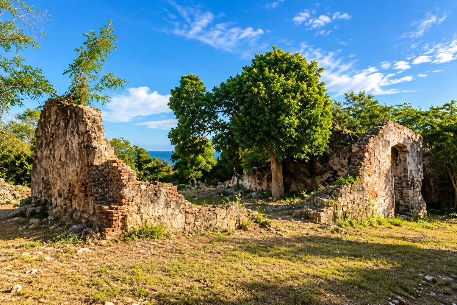 Las Ruinas de Guaniquilla historic stone ruins in Cabo Rojo, Puerto Rico.
